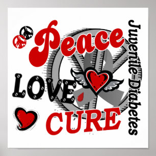 Poster Peace Love Cure 2 Diabète juvénile