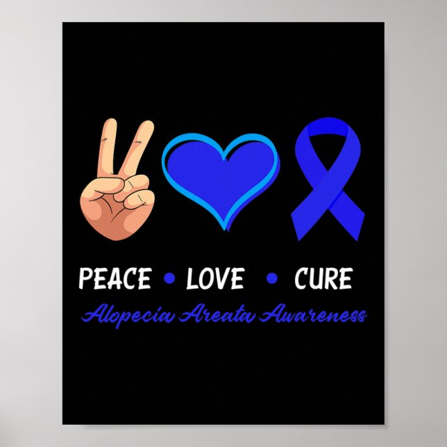 Poster Peace Love Cure Alopecia Areata Sensibilisation (Devant)