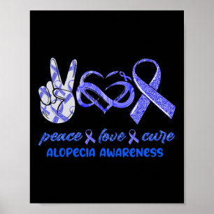 Poster Peace Love Cure Alopecia Sensibilisation