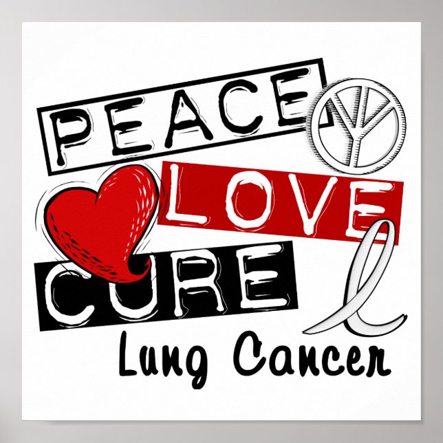 Poster Peace Love Cure Cancer du Poumon (Devant)