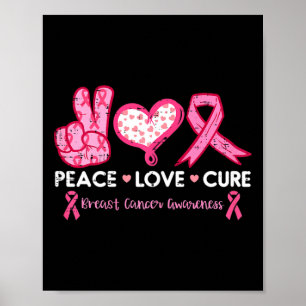 Poster Peace Love Cure Cancer du sein Lutte Surv