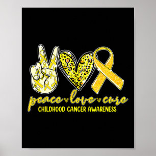 Poster Peace Love Cure Chilhood Cancer Awareness Leopart