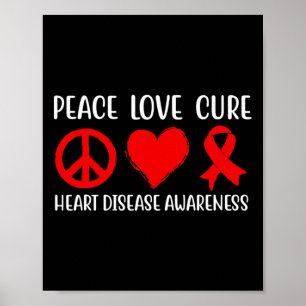 Poster Peace Love Cure Heart Disease Awareness Hommes Fem