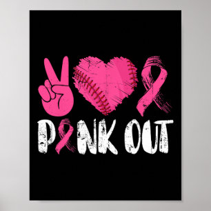 Poster Peace Love Cure Pink Out Cancer du sein Bysebyll P
