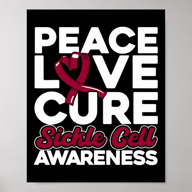 Poster Peace Love Cure Sickle Cell Awareness 1 (Devant)