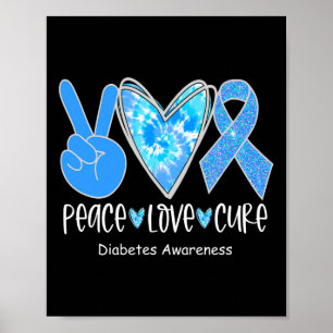 Poster Peace Love Cure T1d Sensibilisation au diabète Rub