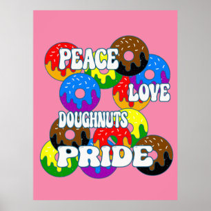 Poster Peace Love Doughnut Pride