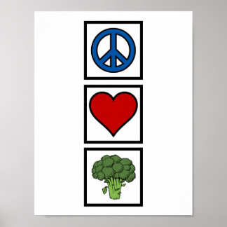 Poster Peace Love et Broccoli