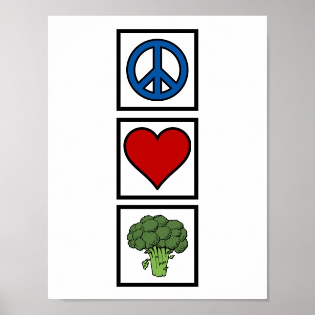 Poster Peace Love et Broccoli (Devant)