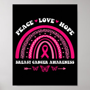 Poster Peace Love Hope Cancer du sein arc-en-ciel Émotion