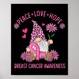 Poster Peace Love Hope Gnome Leopard Cancer du sein
