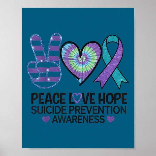 Poster Peace Love Hope Suicide Prevention Tie Dye Awarene (Devant)