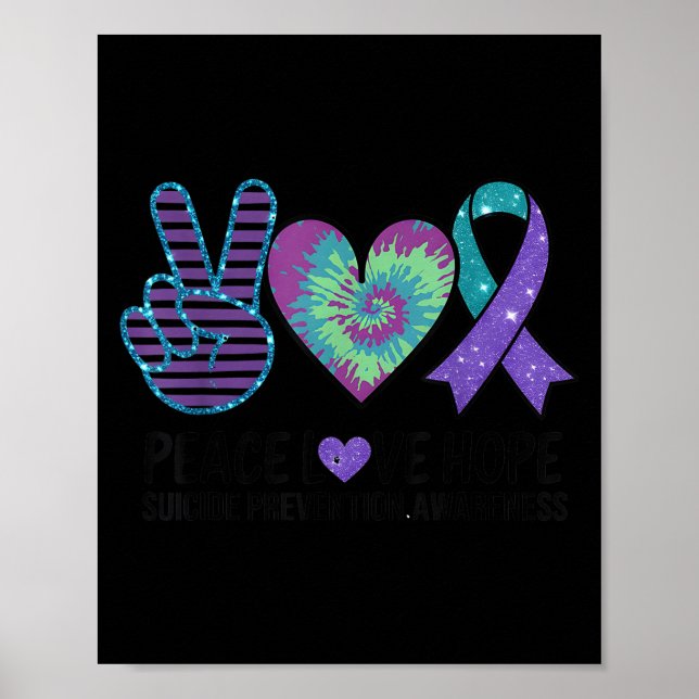 Poster Peace Love Hope Suicide Prevention Tie Dye Awarene (Devant)