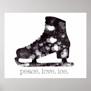 Poster Peace Love Ice Figure Patinage Art par S Szczucki