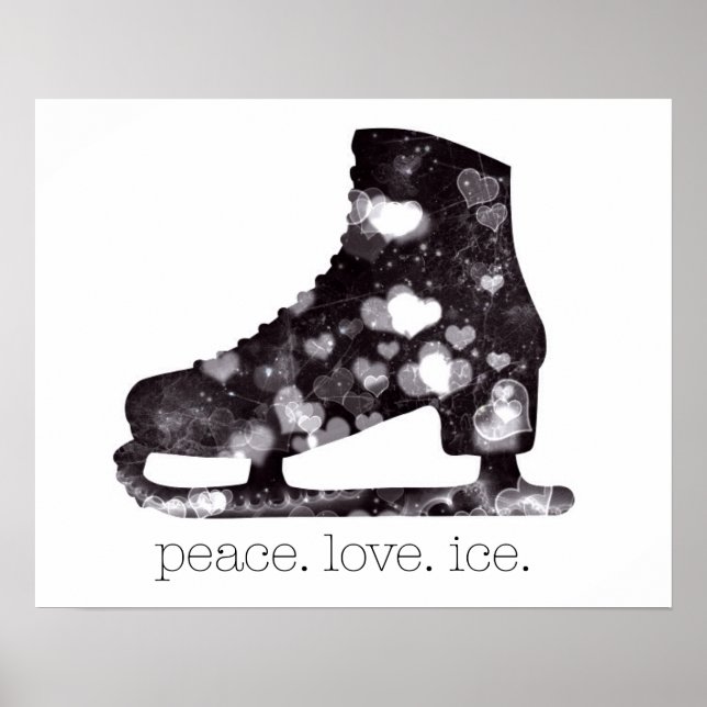 Poster Peace Love Ice Figure Patinage Art par S Szczucki (Devant)