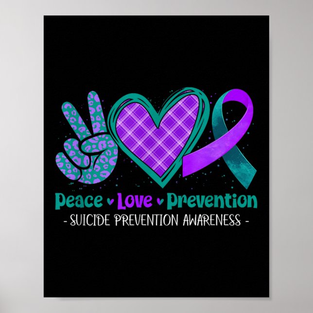 Poster Peace Love Life Suicide Prevention Awareness Purpl (Devant)