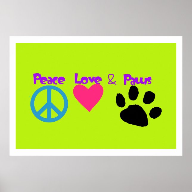 Poster Peace Love & Paws (Devant)