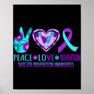 Poster Peace Love Prevention Bonne page de sensibilisatio