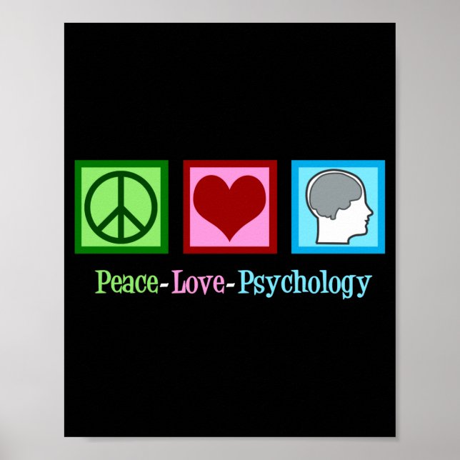 Poster Peace Love Psychology Cute Psychologist  (Devant)