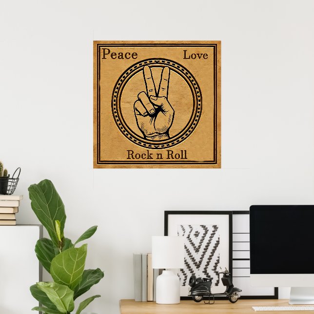 Poster Peace, Love, Rock n Roll (Bureau à domicile)