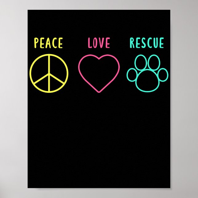 Poster Peace Love Secourt Adoption Animal Shelter (Devant)