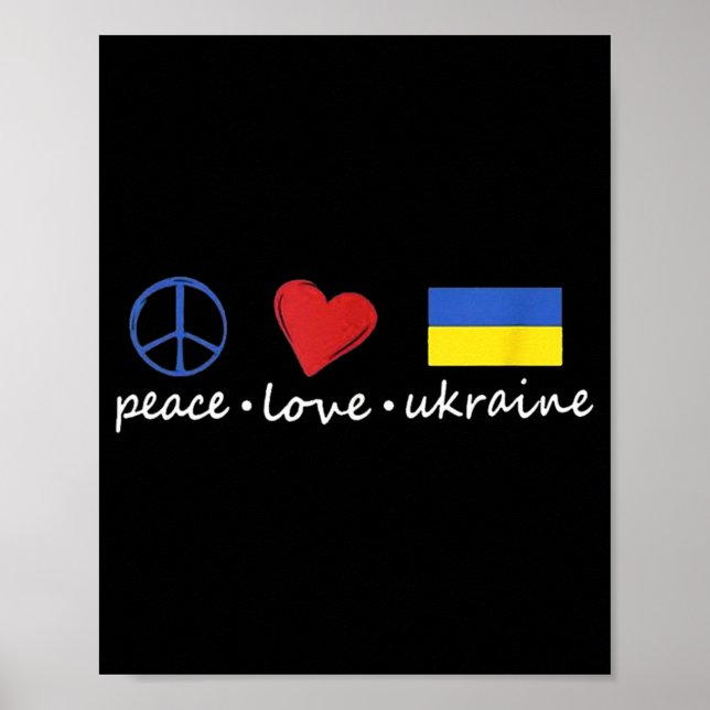 Poster Peace Love Stand With Ukraine Support Stop War (Devant)