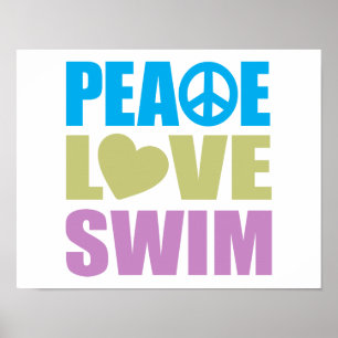 Poster Peace Love Swim