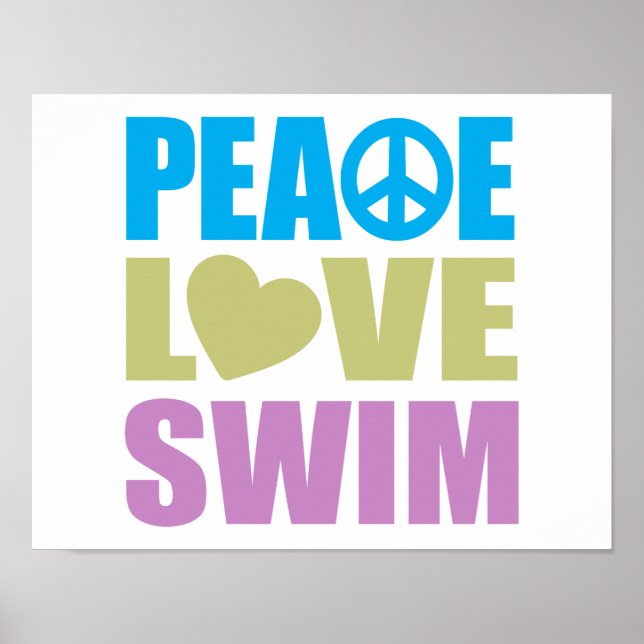 Poster Peace Love Swim (Devant)