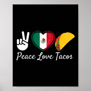 Poster Peace Love Tacos Cinco De Mayo Mexicaine
