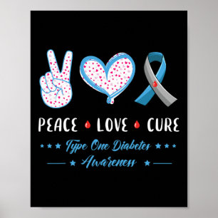 Poster Peace Love Type One Diabetes Sensibilisation Homme