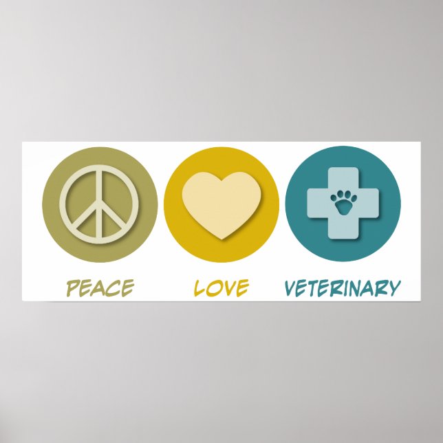 Poster Peace Love vétérinaire (Devant)