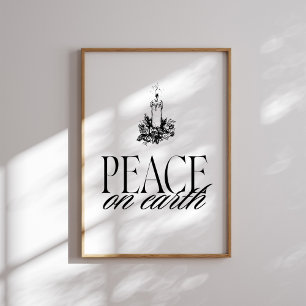 Poster Peace on Earth Bougie Vintage Mur de Noël Art