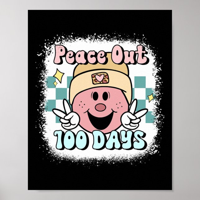 Poster Peace Out 100 Days Of School Smile Face 100th Day (Devant)