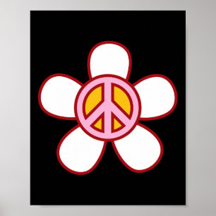 Poster Peace Sign Love 60s les années 70 Super Hippie Cos