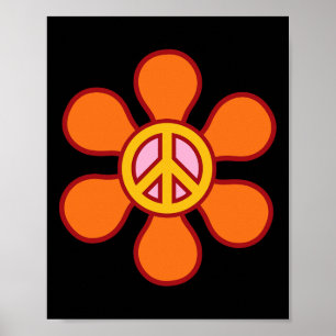 Poster Peace Sign Love 60s les années 70 Super Hippie Cos