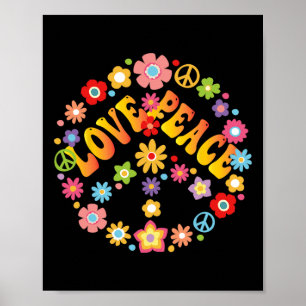 Poster Peace Sign Love 60s les années 70 Super Hippie Cos