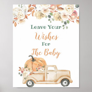 Poster Peach Citrouille Rustic Truck Wives for Baby Sign