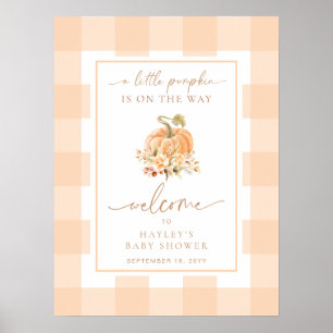 Poster Peach En vichy Un Petit Baby shower Citrouille Bie