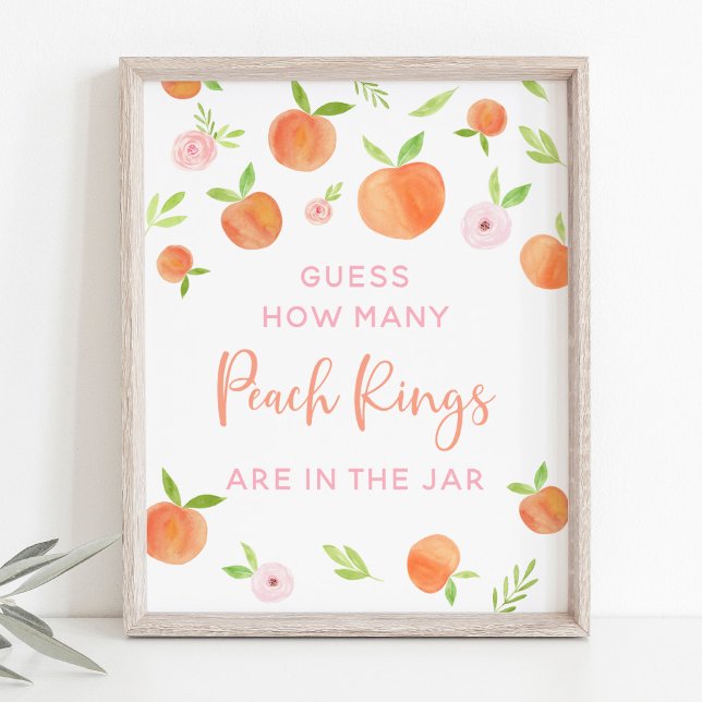 Poster Peach Floral Anniversaire Devinez Combien De Jeu (Créateur téléchargé)