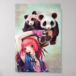Poster Peach Ninja Pandas