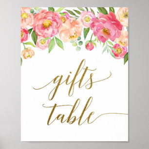 Poster Peach & Pink Peony Cadeaux de la table Signal