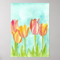 Peach Pink Tulip Pastel Aquarelle Fleurs