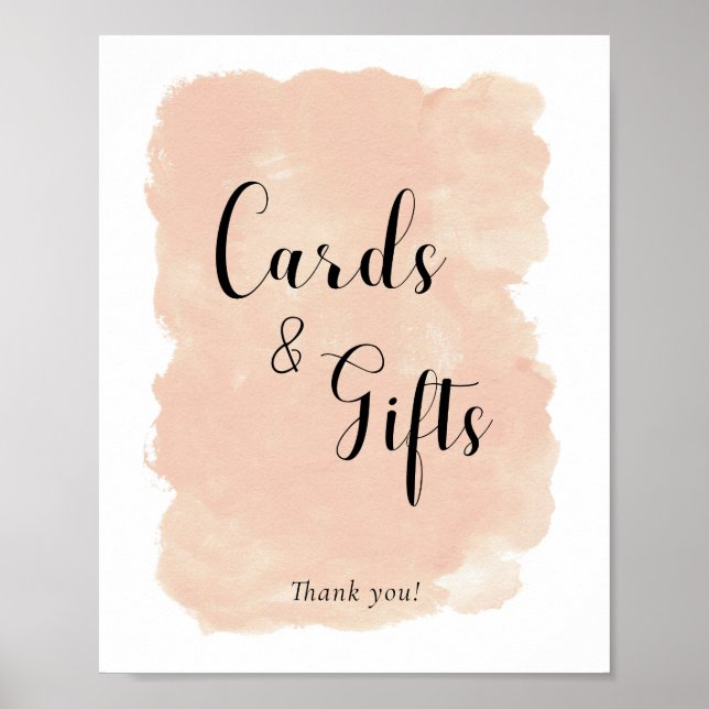 Poster Peach Pink Watercolor Cartes de mariage Table des  (Devant)
