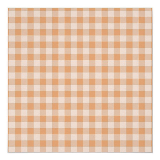Poster Peach White À damiers En vichy Motif (Devant)