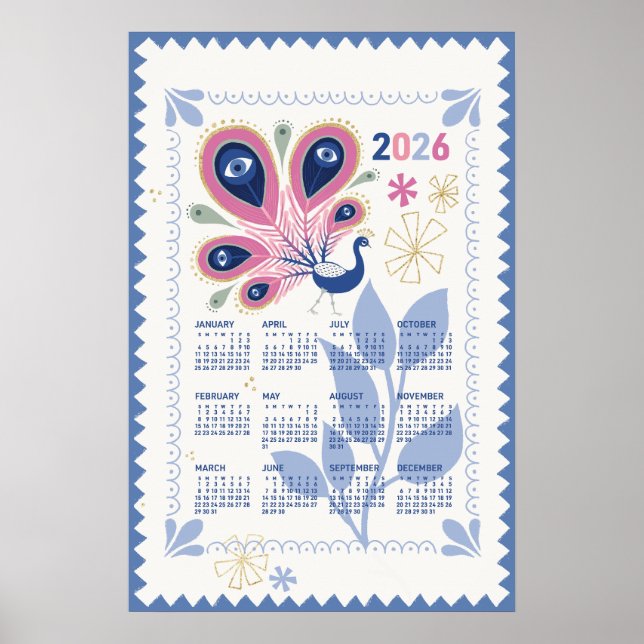 Poster Peacock 2026 Calendrier (Devant)