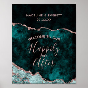Poster Peacock Agate Happily ever After Reception Sign