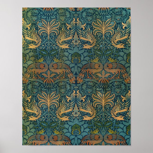 Poster Peacock and Dragon, 1878, par William Morris (Devant)