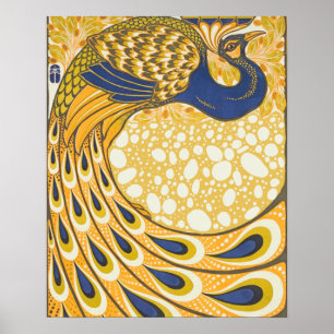 Poster Peacock Antique Vintage Coloré