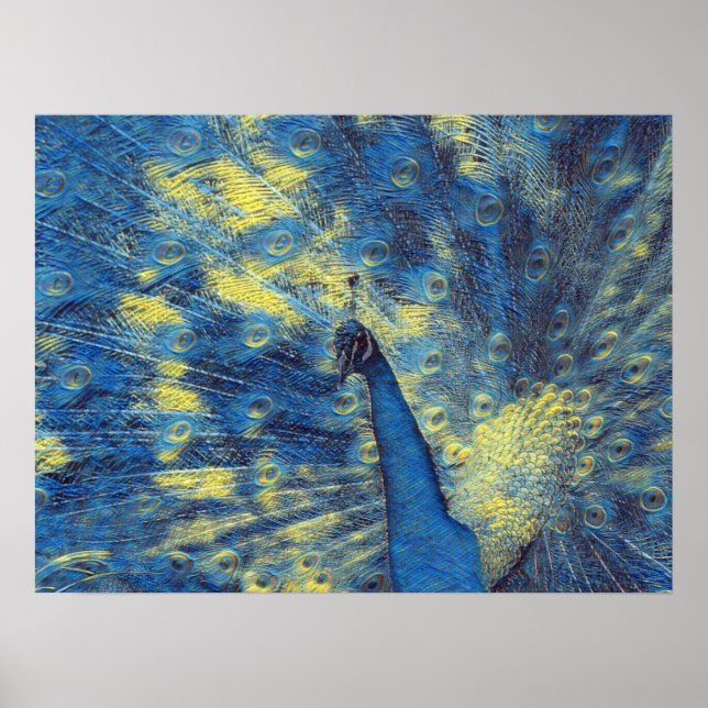 Poster Peacock Artwork in Van Gogh Starry Night Colonnes (Devant)