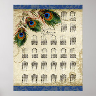 Poster Peacock Feather Marine Table de réception Carte de